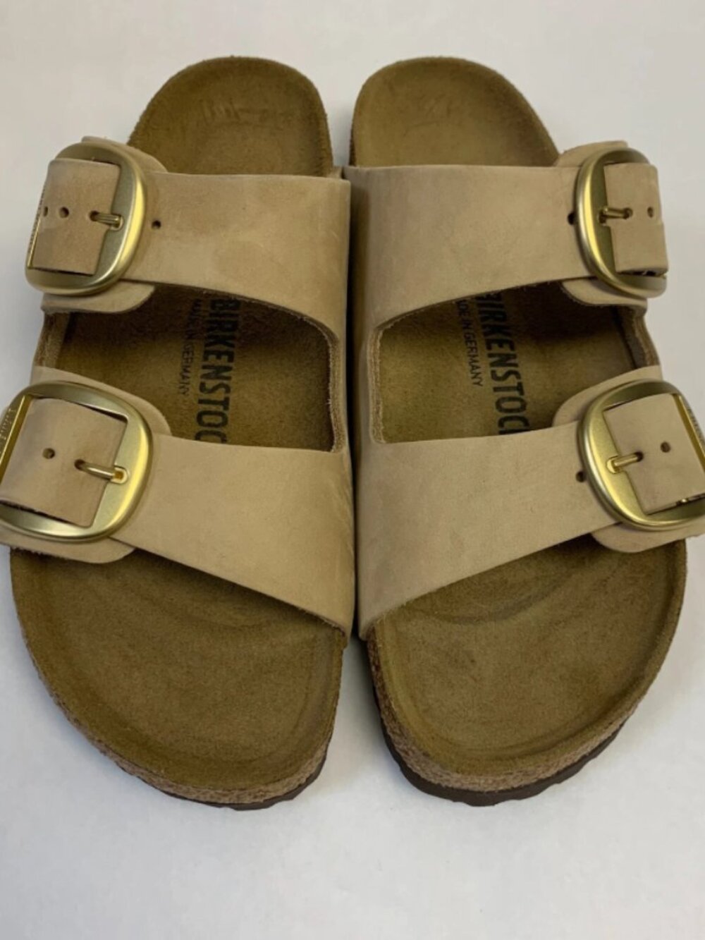 Birkenstock Arizona Big Buckle Sandcastle Nubuck Leather Narrow Width